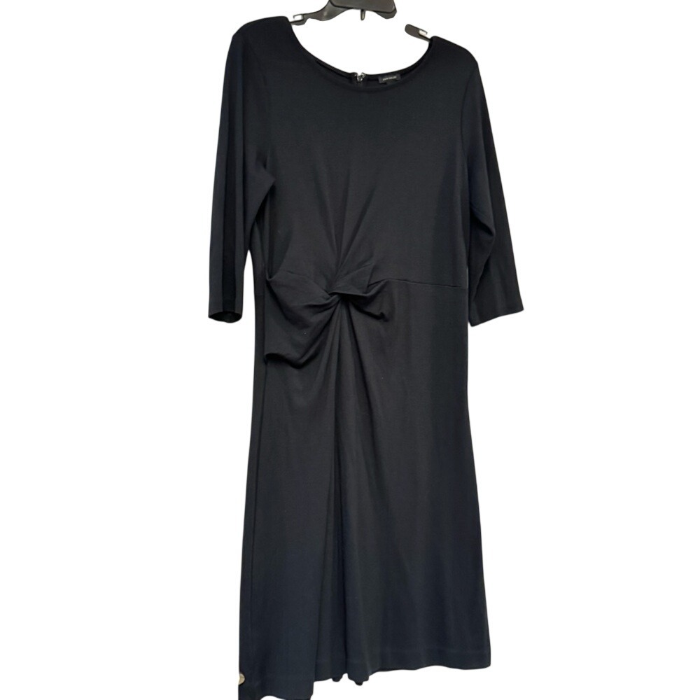 Ann Taylor Black Twist Front Jersey Sheath Dress 3/4 Sleeve Size 12 Professional